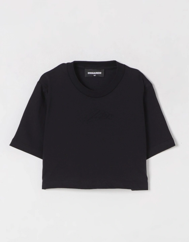 Cropped Embossed Logo Tee