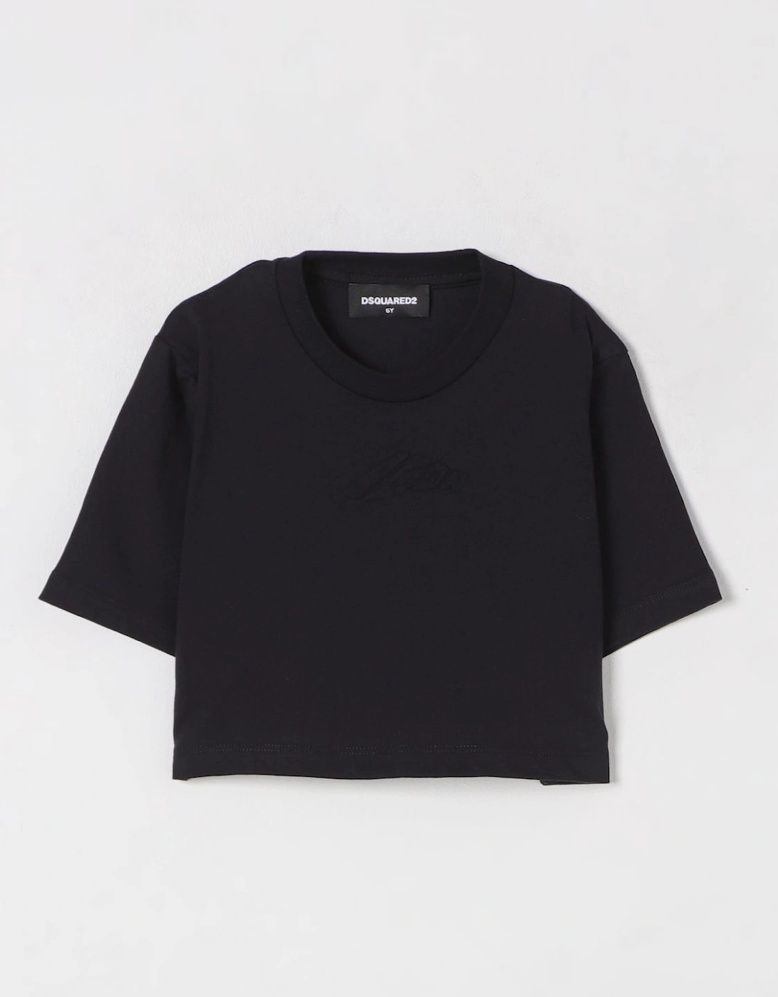 Cropped Embossed Logo Tee