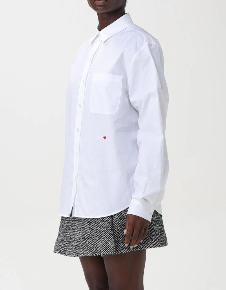 Oversized Poplin Shirt Red Heart Detail