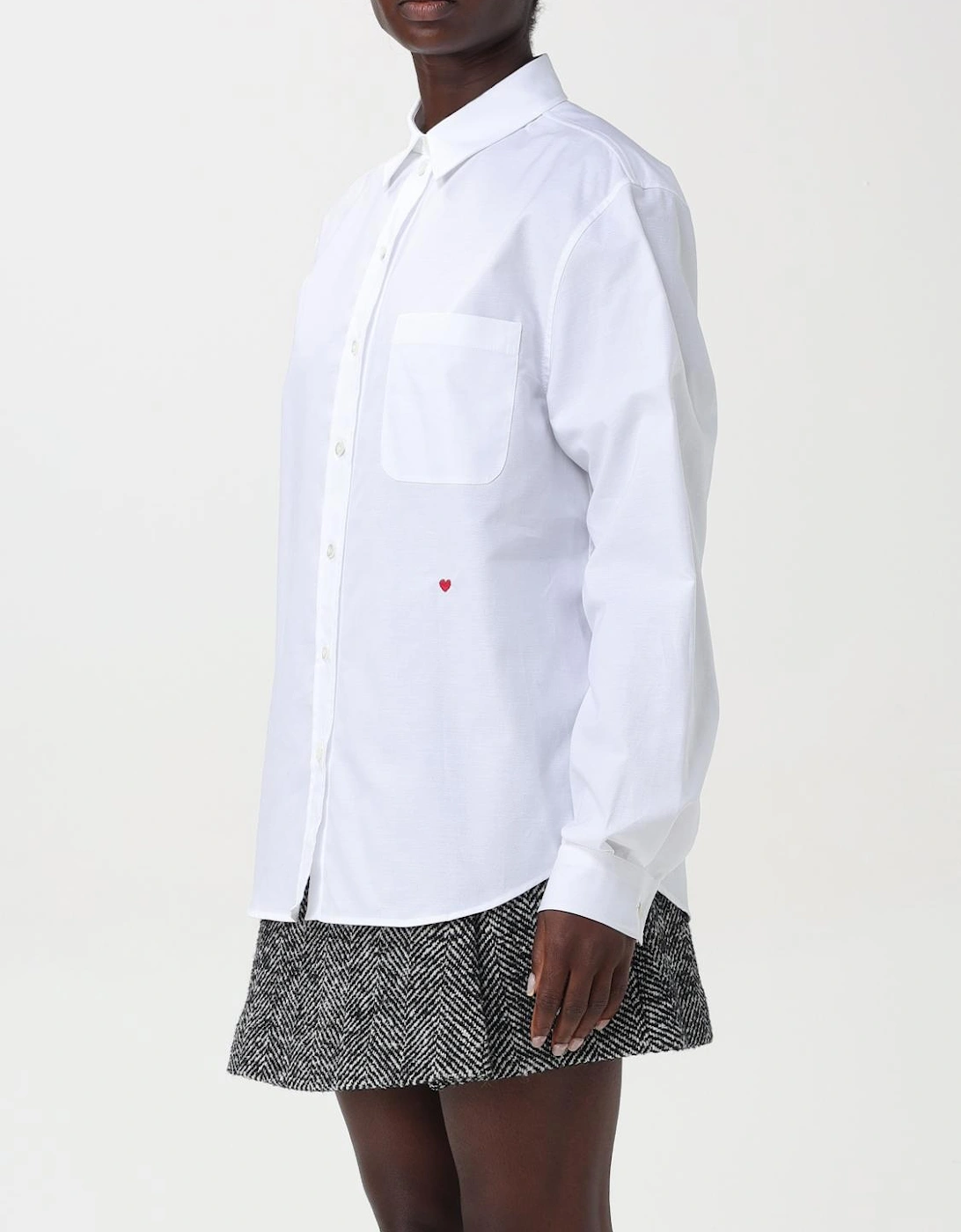 Oversized Poplin Shirt Red Heart Detail