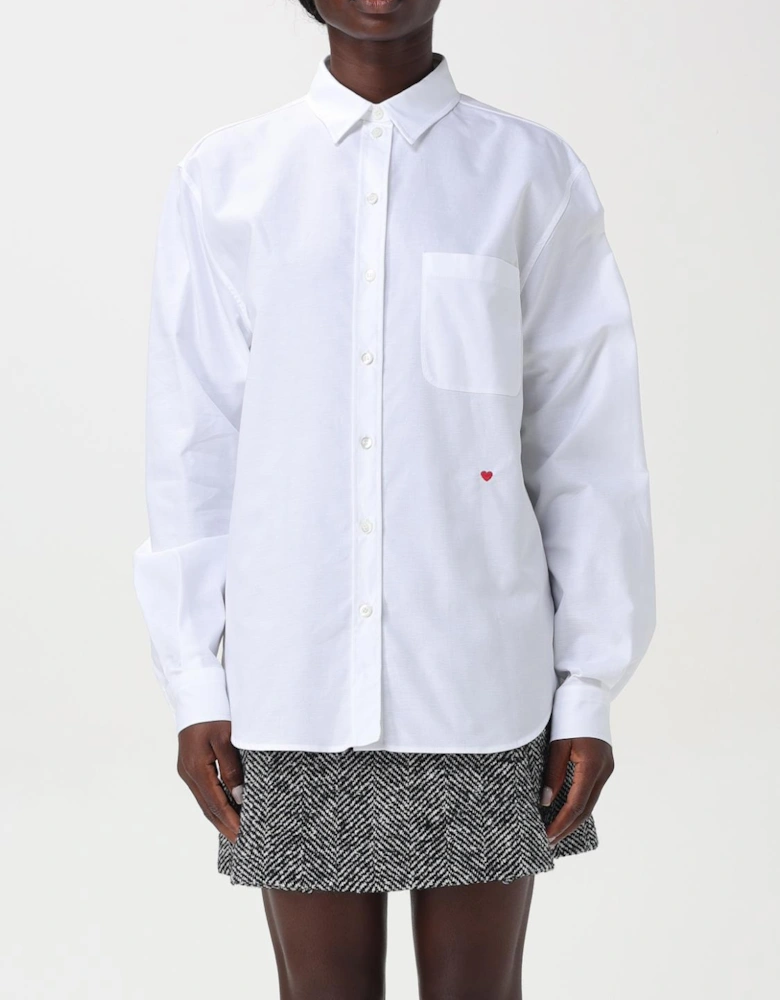 Oversized Poplin Shirt Red Heart Detail