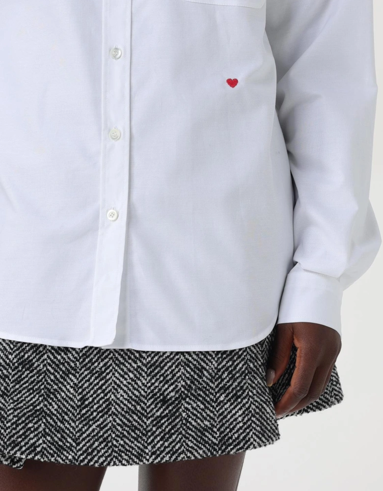 Oversized Poplin Shirt Red Heart Detail