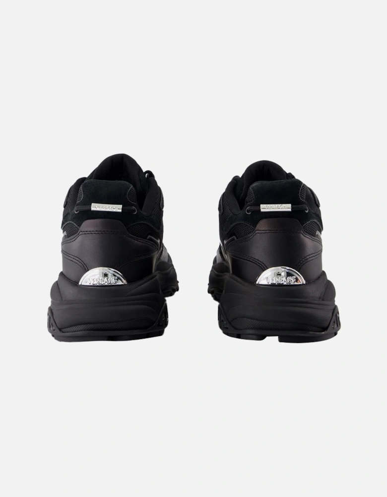 Smooth Calfskin Leather Sneakers with Round Toe and Lace Closure