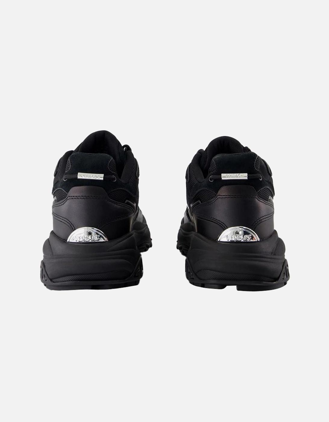 Smooth Calfskin Leather Sneakers with Round Toe and Lace Closure