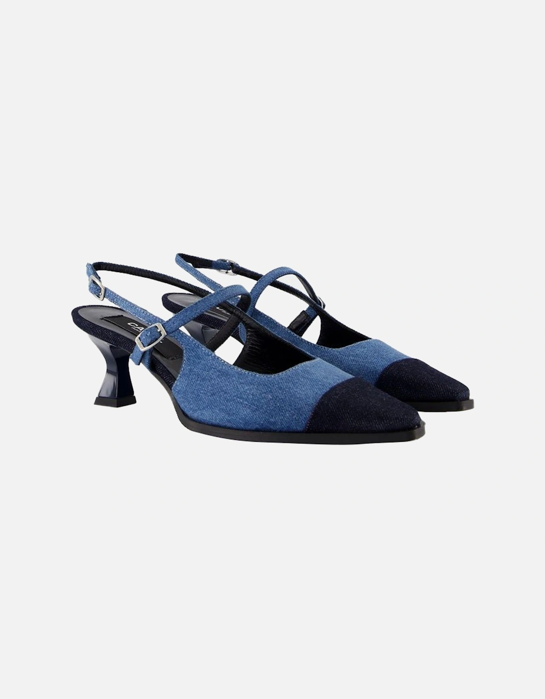 Cotton Cecile Round Toe Pumps with Ankle Strap