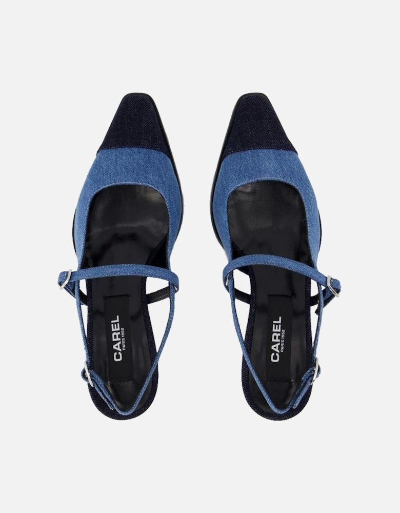 Cotton Cecile Round Toe Pumps with Ankle Strap