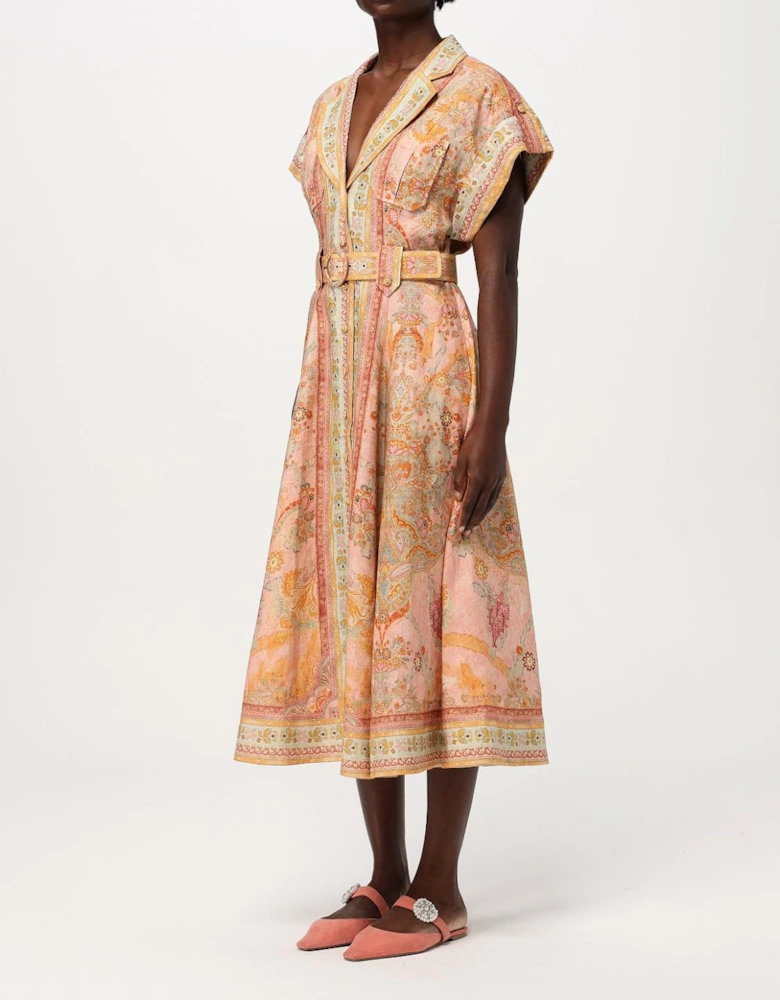 Allia Printed Linen Midi Shirt Dress