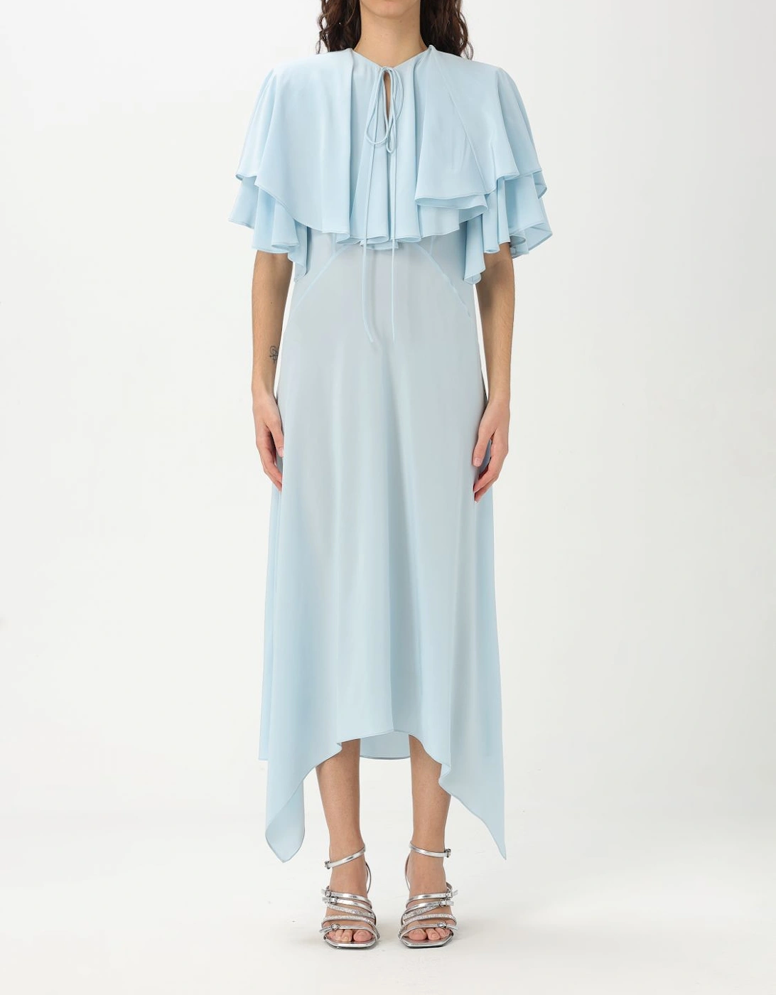 Asymmetrical Ruffle Cape Midi Dress, 5 of 4