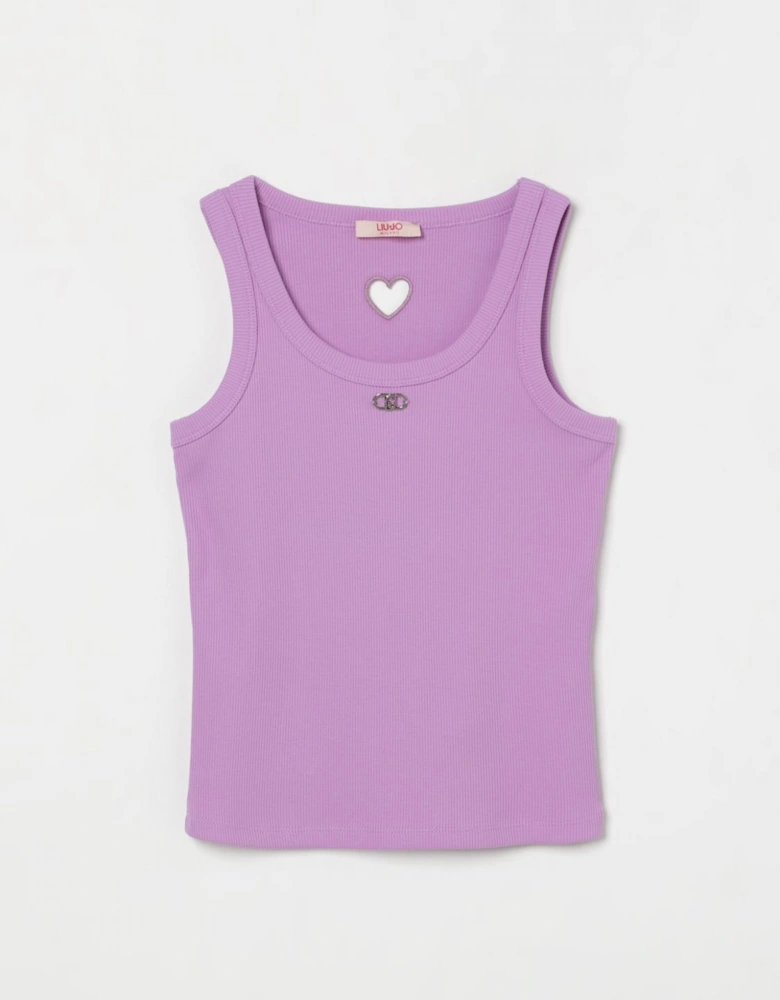 Ribbed Tank Top with Heart Cutout