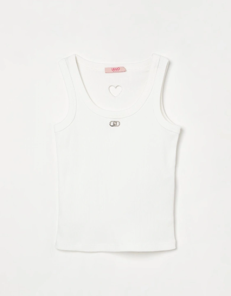 Ribbed Tank Top with Heart Cutout