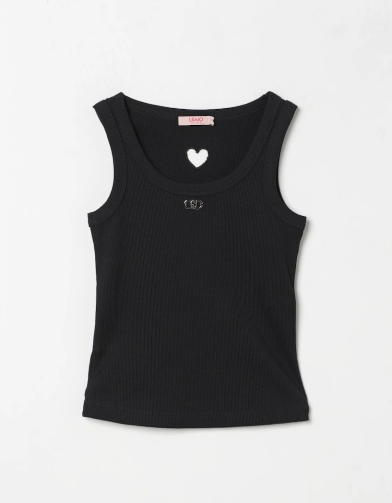 Ribbed Tank Top with Heart Cutout
