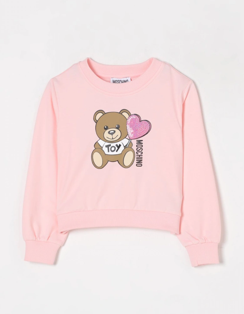 Teddy Bear Pink Cropped Sweatshirt