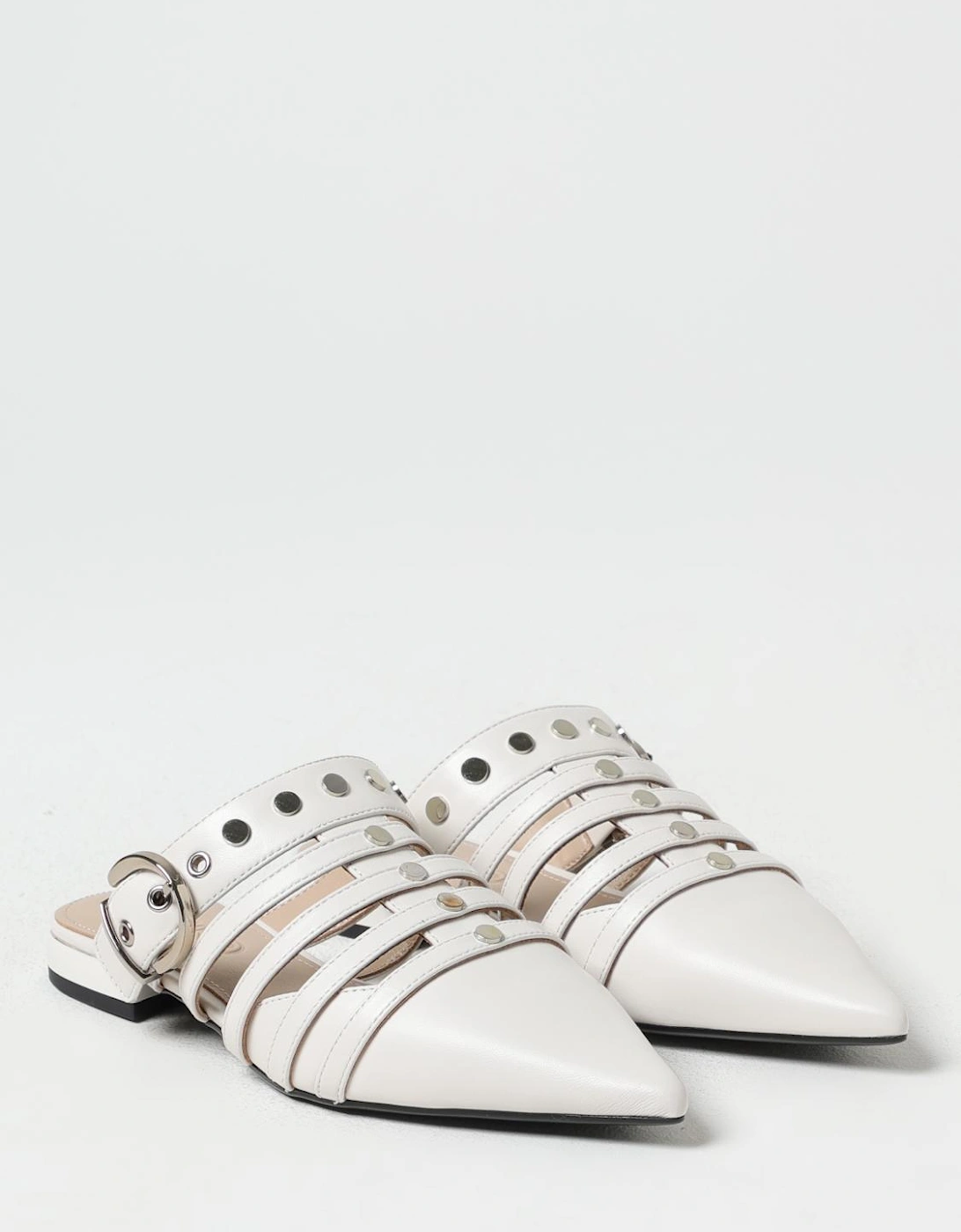 Pointed Toe Buckle Mule Flats