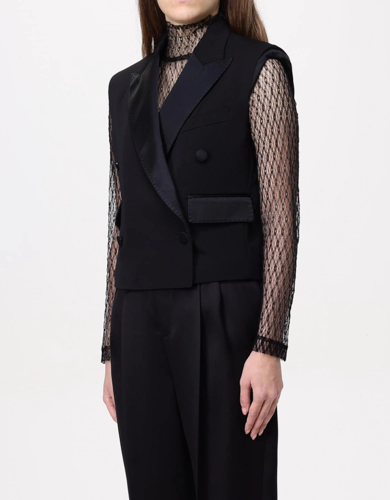 Double Breasted Satin Lapel Vest