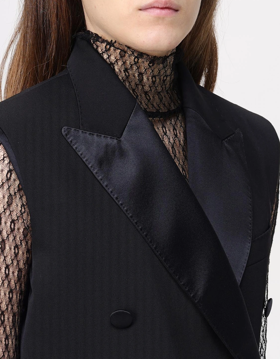 Double Breasted Satin Lapel Vest