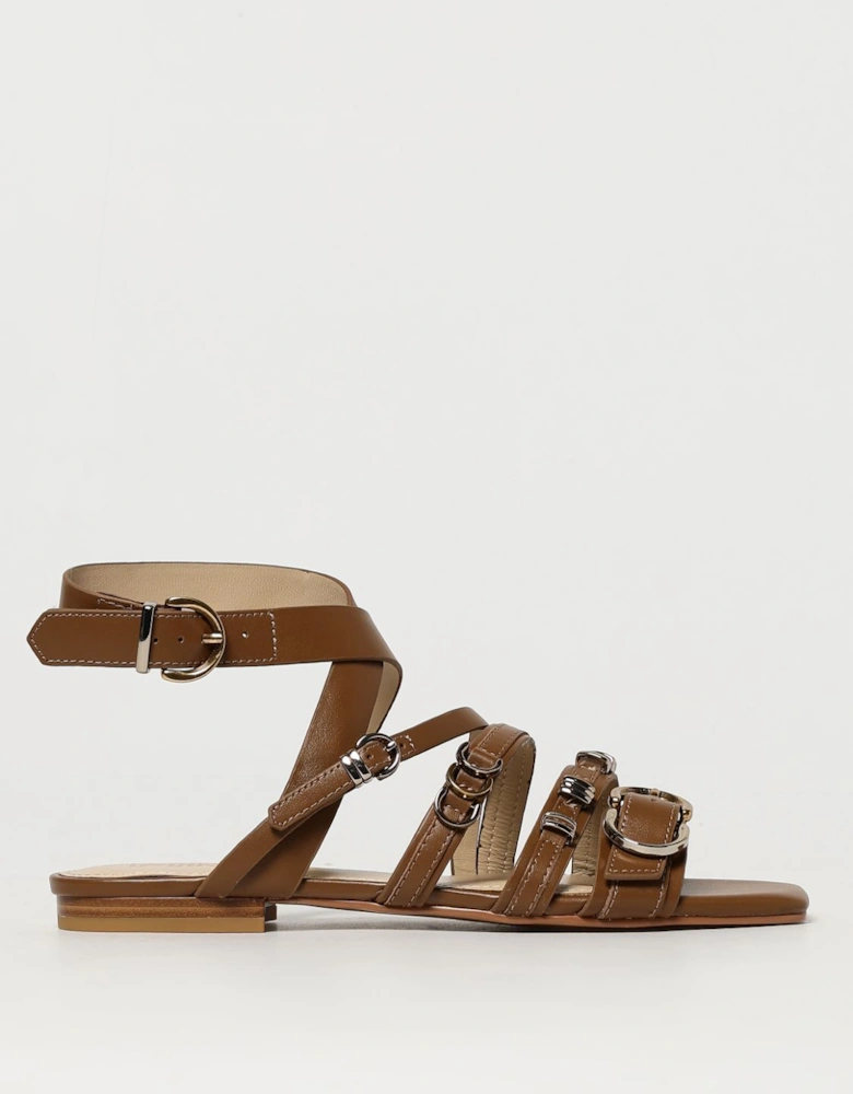 Leather Buckle Flat Sandals