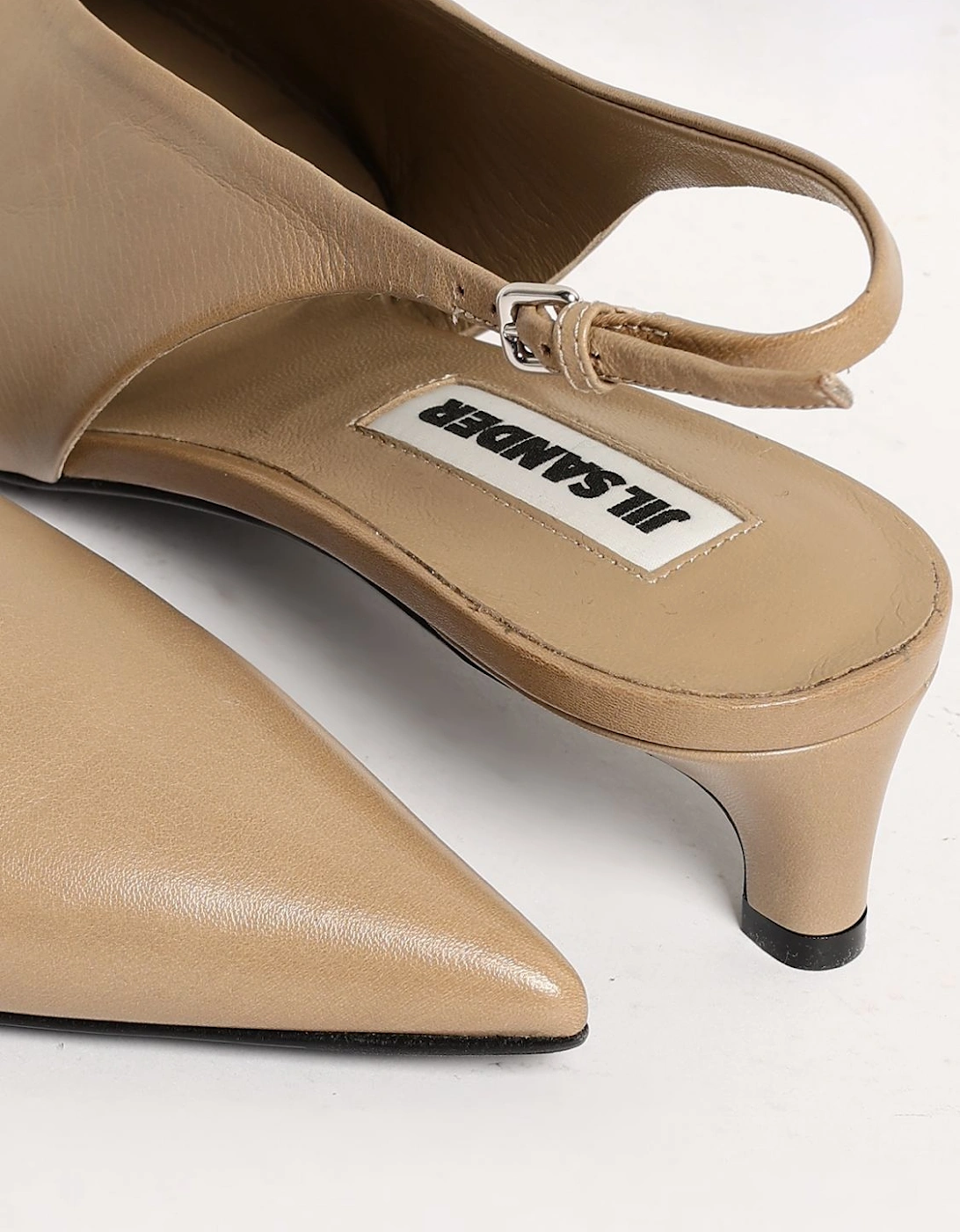 Leather Slingback Kitten Heel Pumps