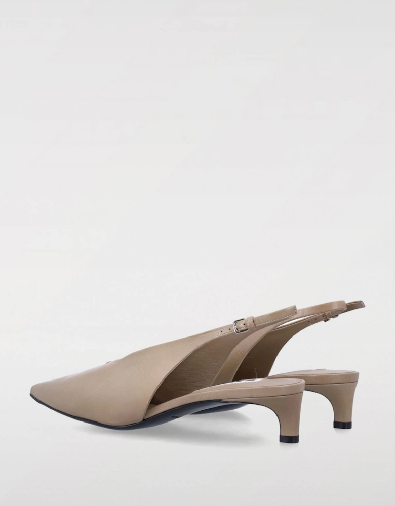 Leather Slingback Kitten Heel Pumps