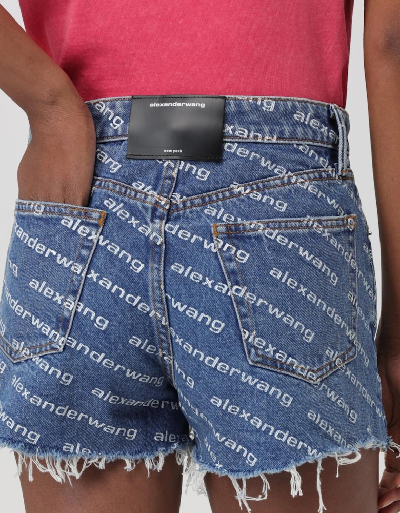 Denim Shorts Distressed Hem