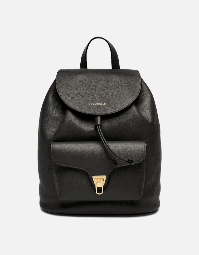Leather Backpack with Magnetic Fastening and External Pocket