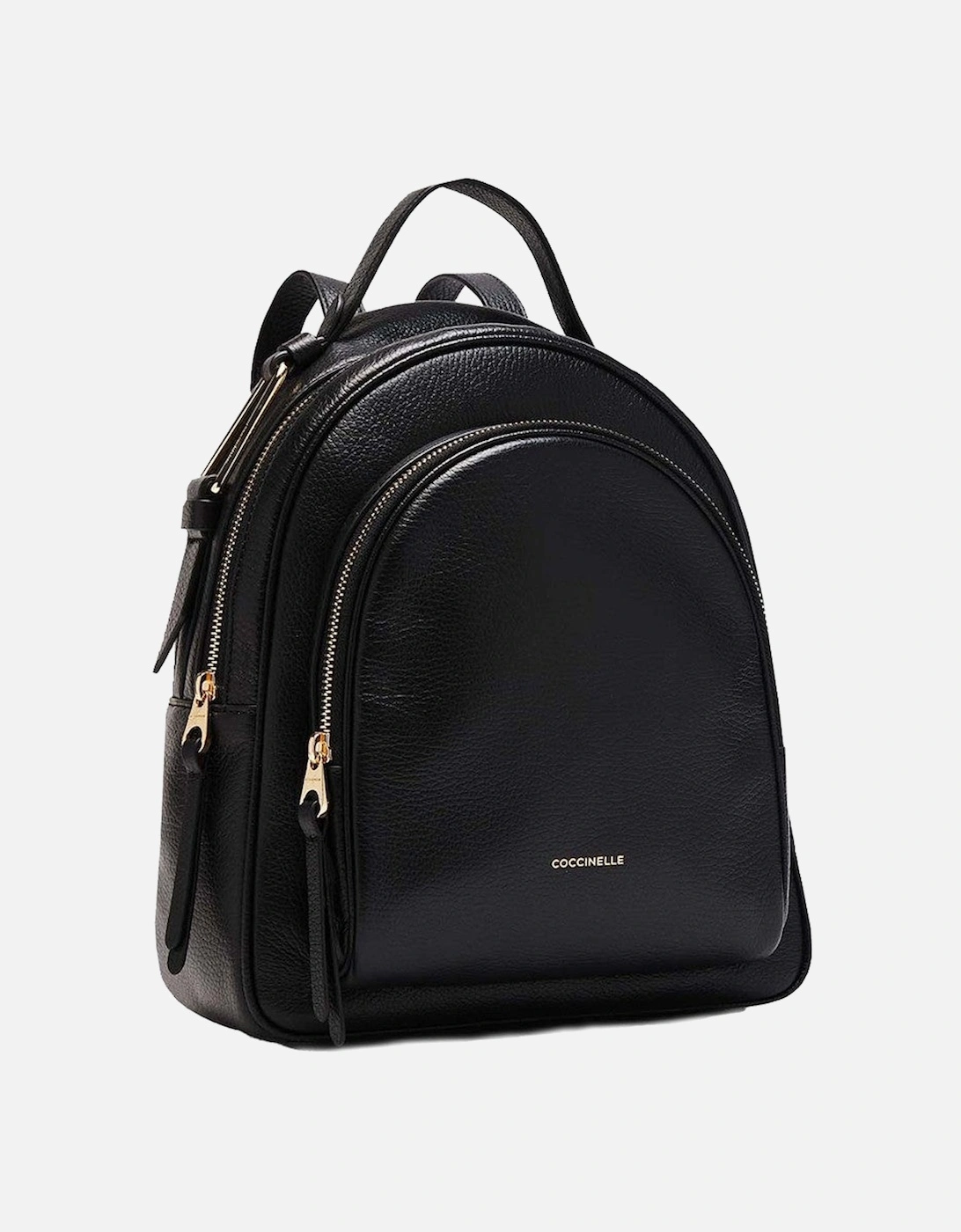 Leather Backpack with Zip Fastening and Visible Logo