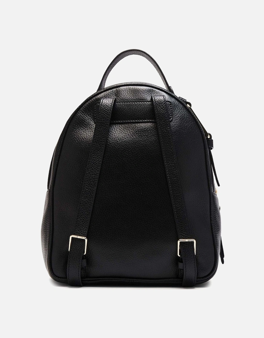 Leather Backpack with Zip Fastening and Visible Logo