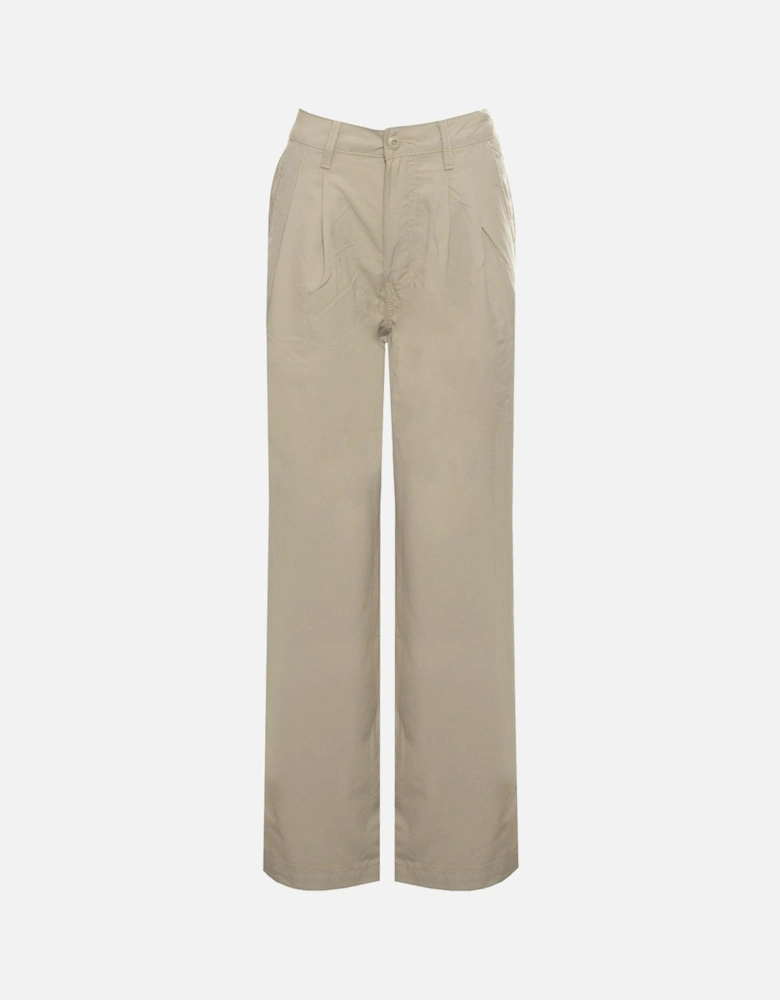 Button-Fastening Solid Trousers with Pockets