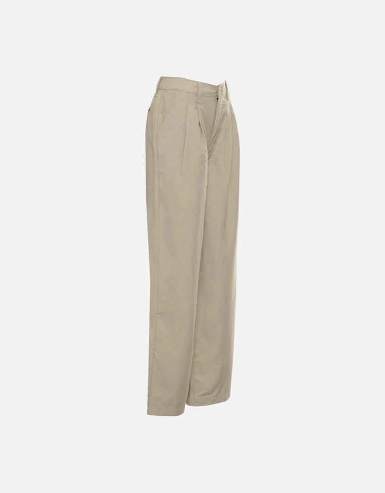 Button-Fastening Solid Trousers with Pockets