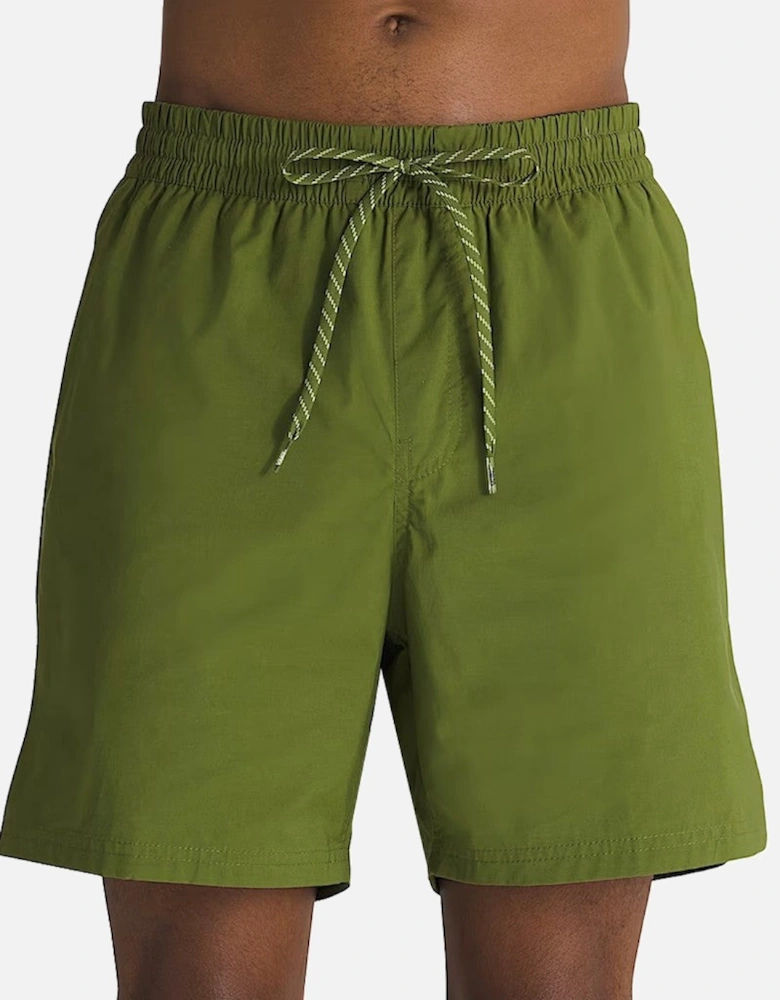 Elastic Waistband Cotton-Polyester Swimsuit with Visible Logo