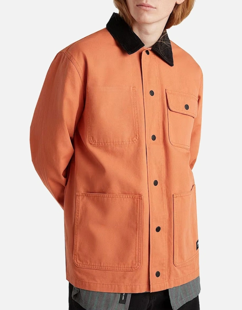 Cotton Bomber Jacket with Button Fastening and Visible Logo