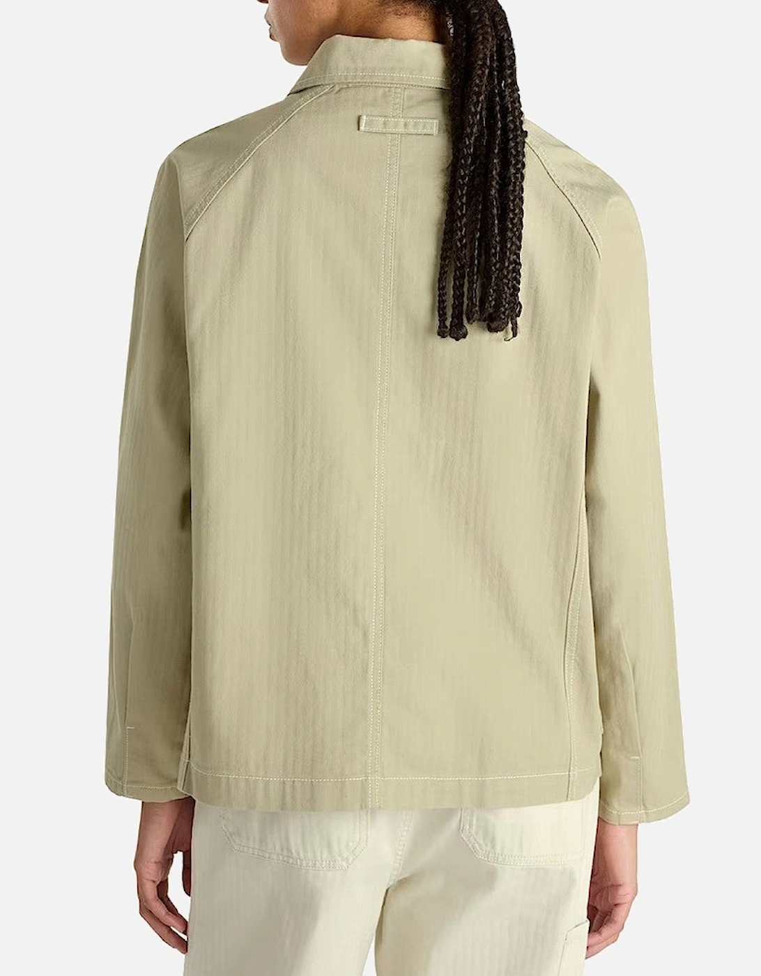 Cotton Jacket with Button Fastening and Visible Logo