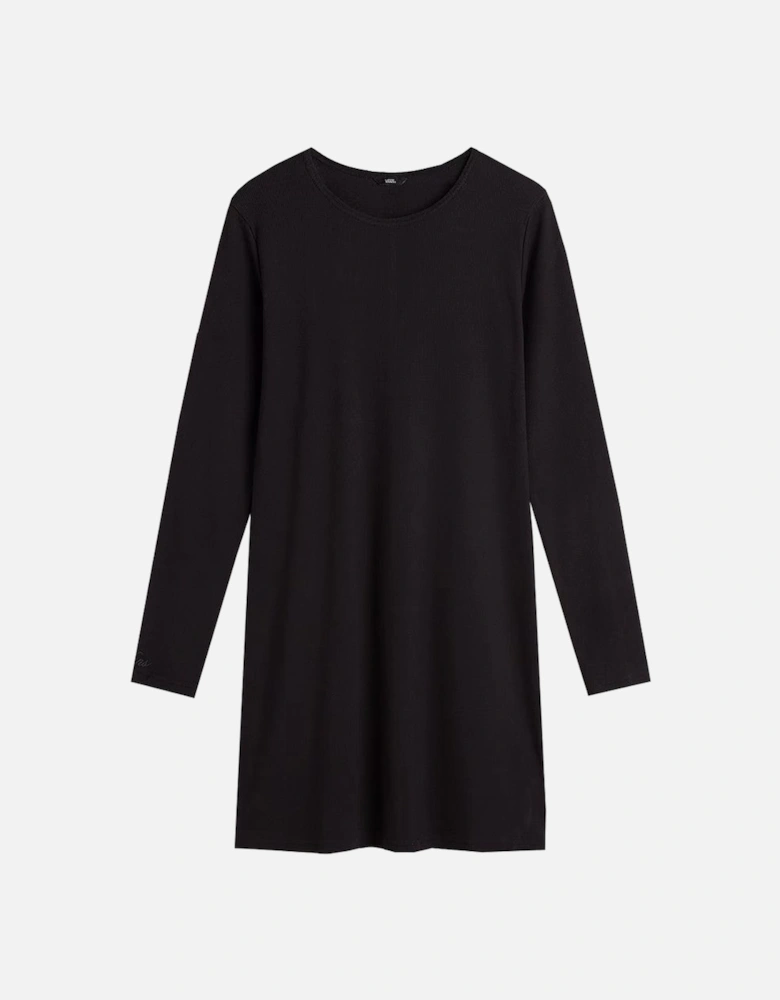 Long Sleeve Cotton Blend Dress with Visible Logo