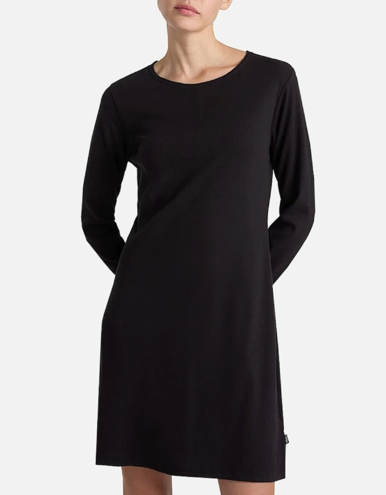 Long Sleeve Cotton Blend Dress with Visible Logo