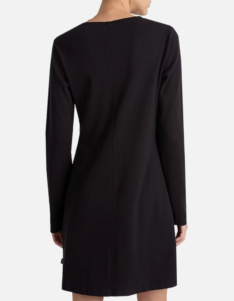 Long Sleeve Cotton Blend Dress with Visible Logo