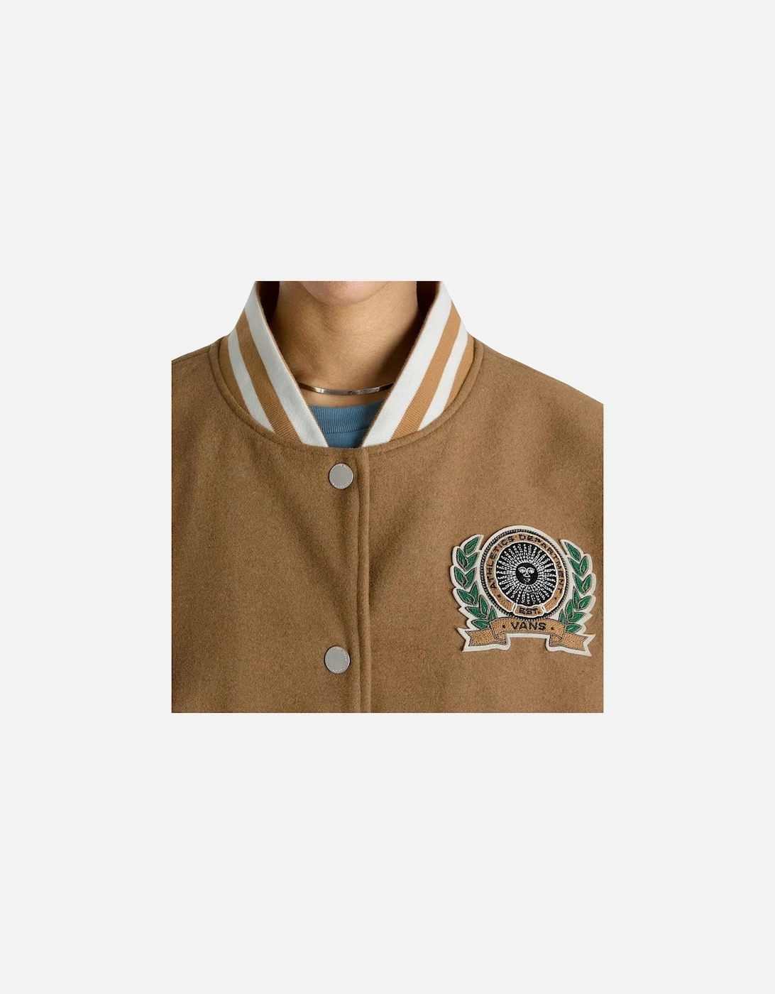 Wool Blend Bomber Jacket with Button Fastening and Visible Logo