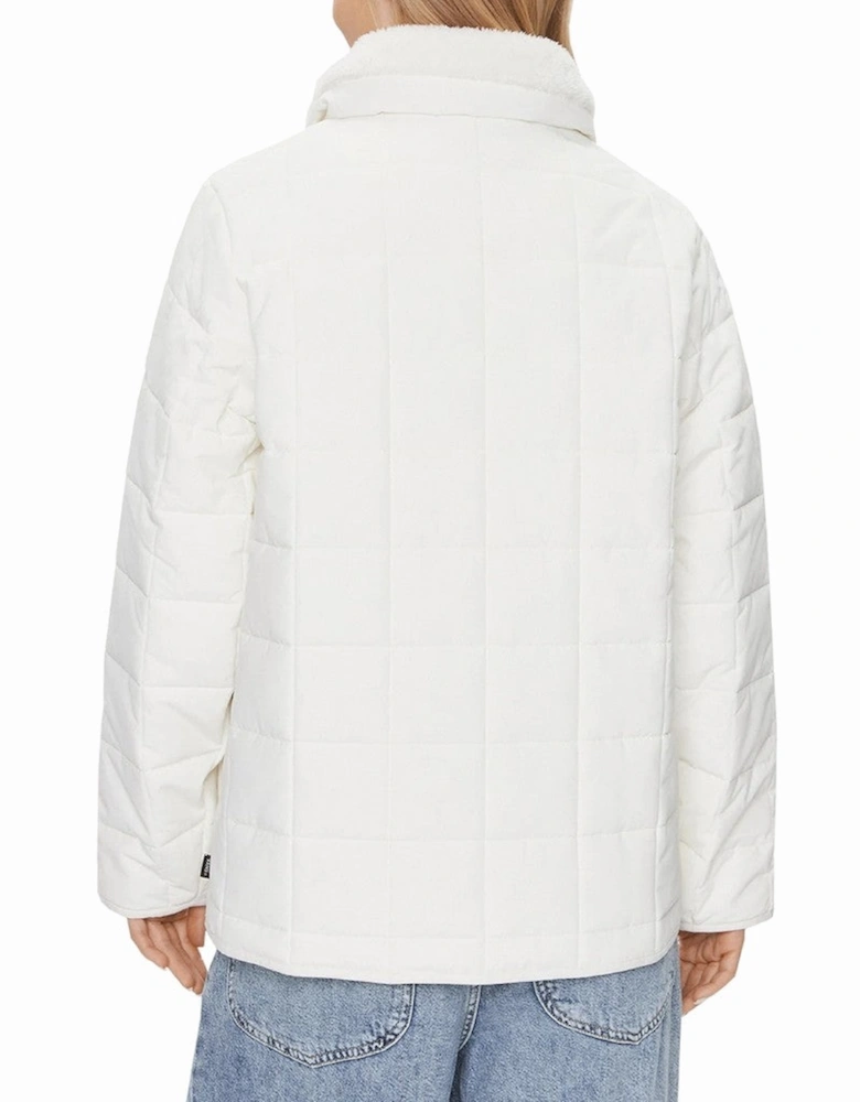 Nylon Bomber Jacket with Button Fastening and Visible Logo