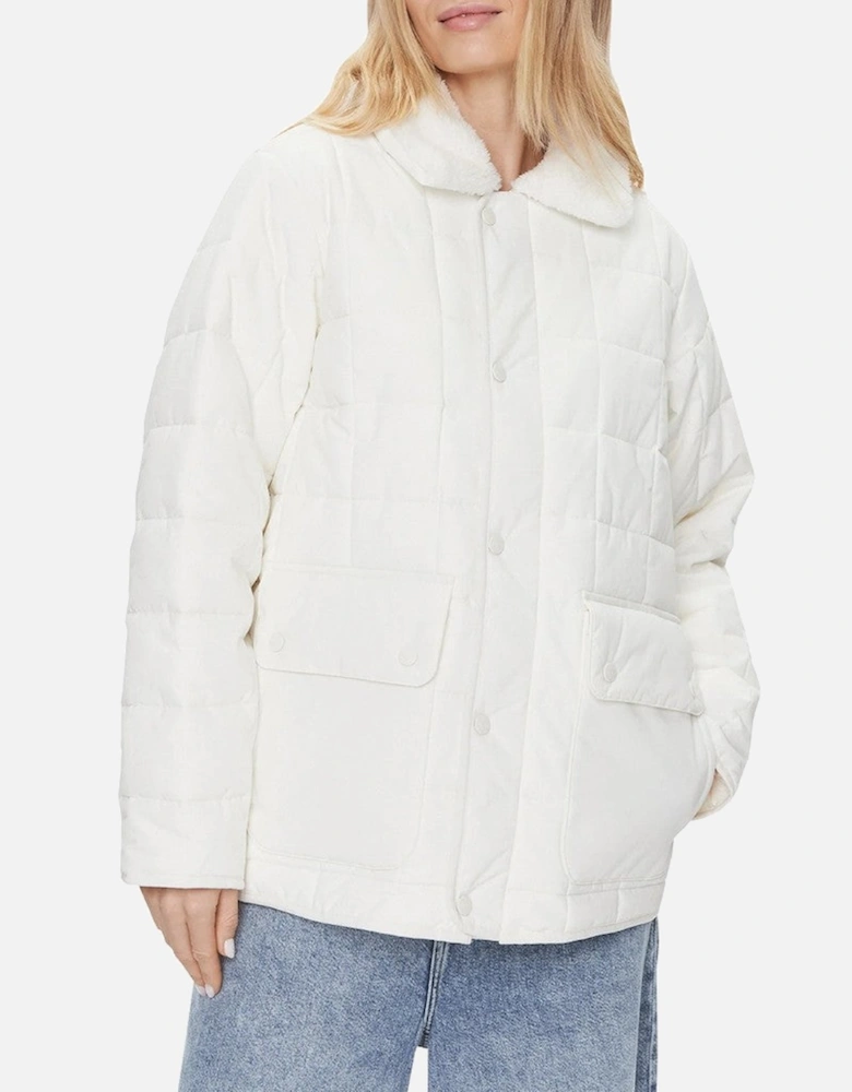 Nylon Bomber Jacket with Button Fastening and Visible Logo