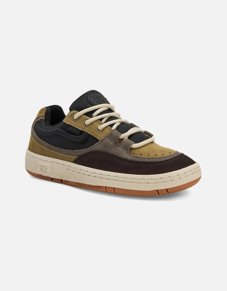 LeatherUpperRoundToeRubberSoleSneakers