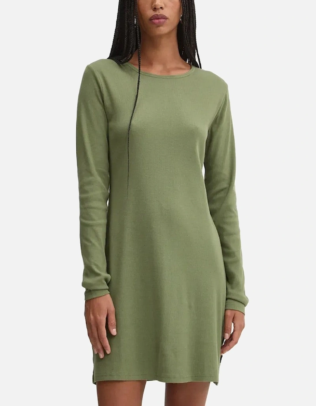 Long Sleeve Cotton Blend Dress with Round Neckline and Visible Logo, 4 of 3