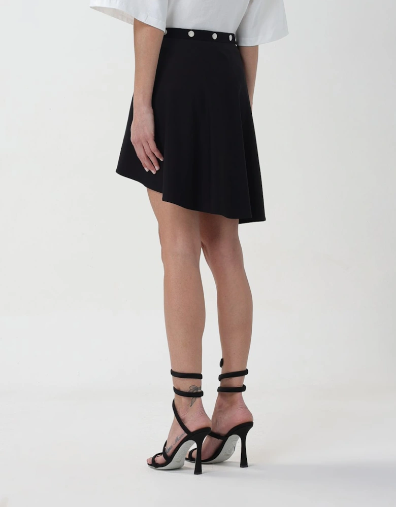 Asymmetrical Mini Skirt Snap Button Detail