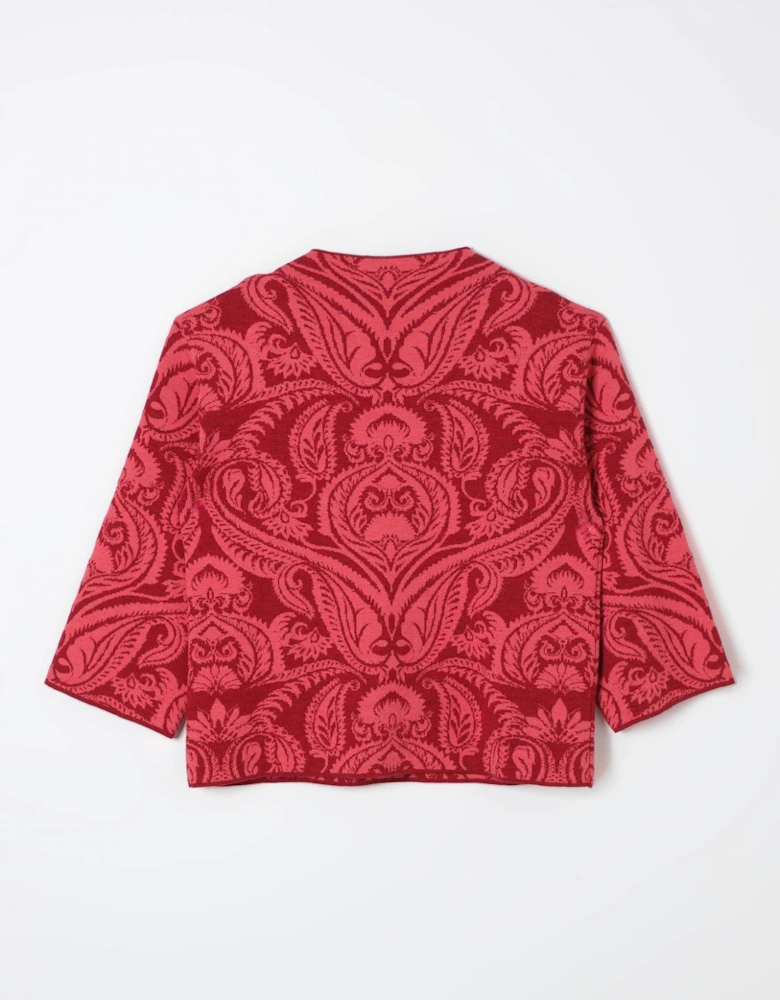 Paisley Print Knit Cardigan