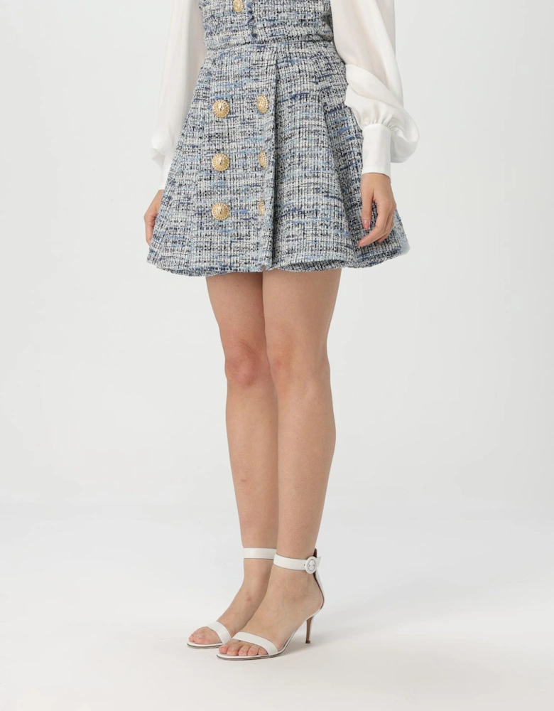 Tweed Mini Skirt Pleated Design