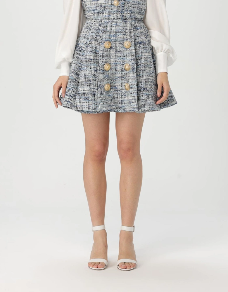Tweed Mini Skirt Pleated Design