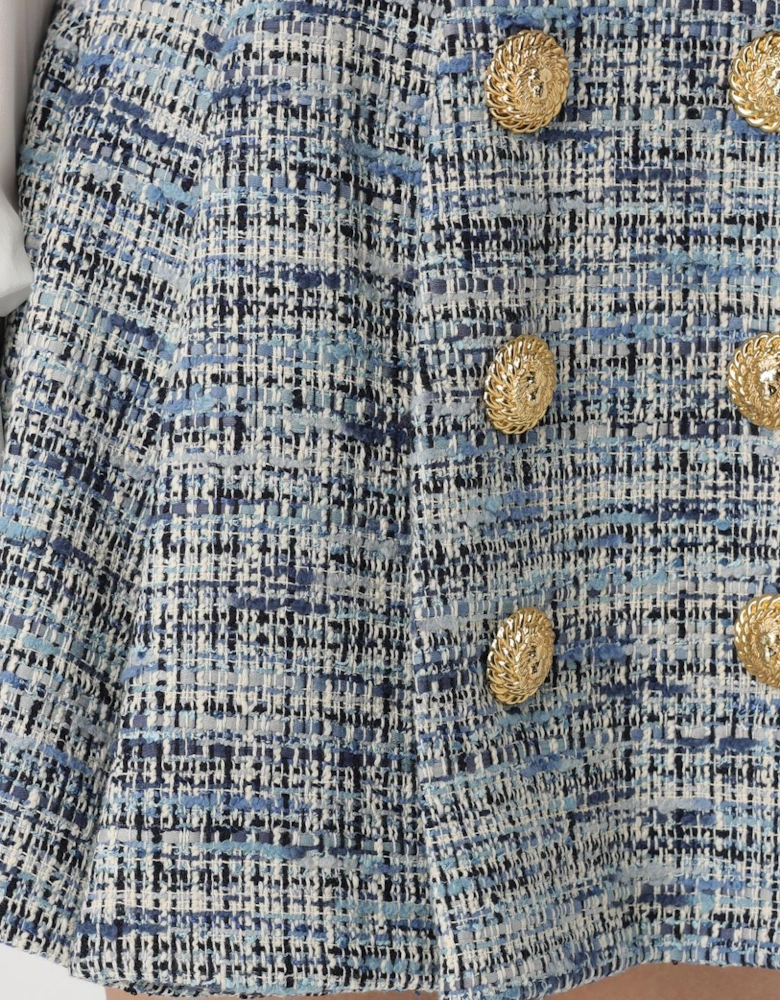 Tweed Mini Skirt Pleated Design