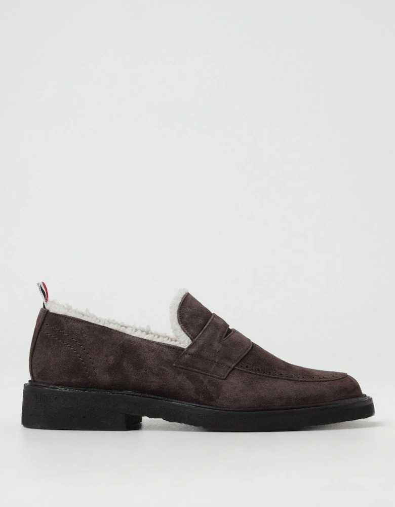 Suede Penny Loafers Shearling Lining