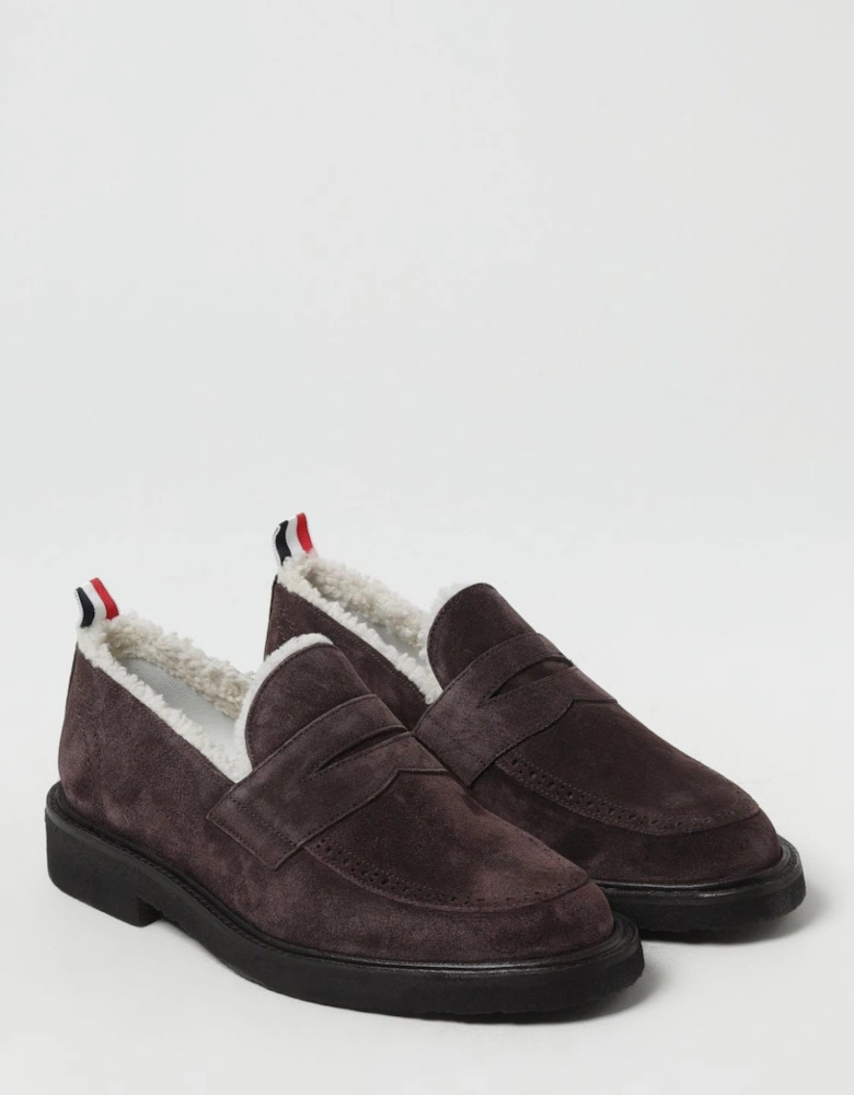 Suede Penny Loafers Shearling Lining