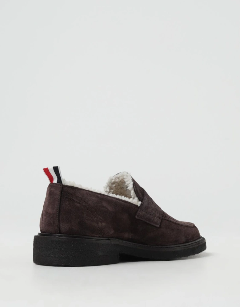 Suede Penny Loafers Shearling Lining