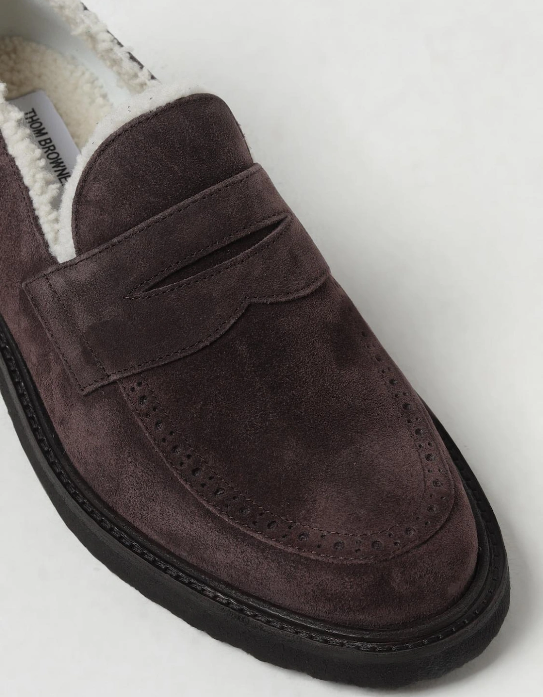 Suede Penny Loafers Shearling Lining