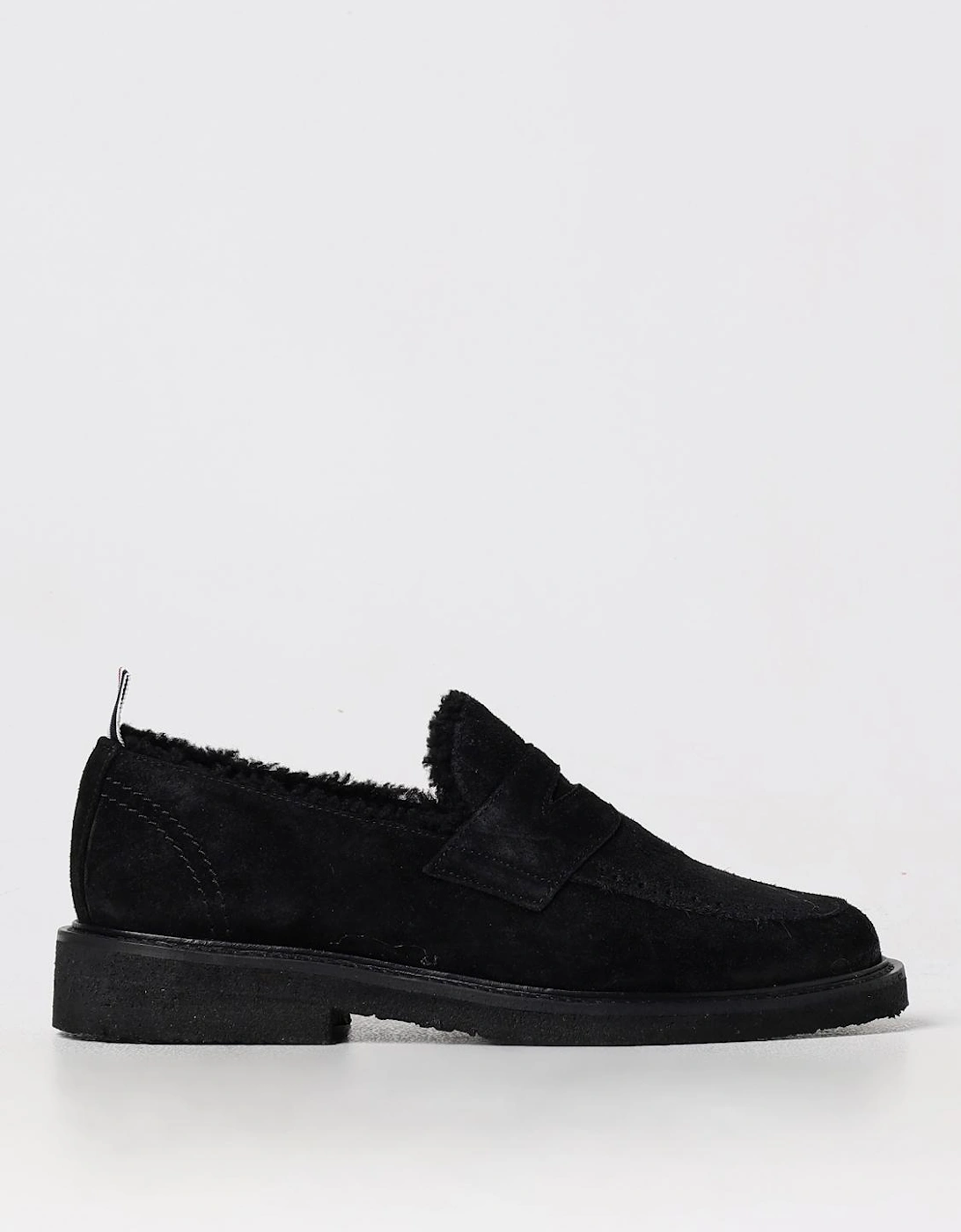 Suede Penny Loafers Shearling Lining