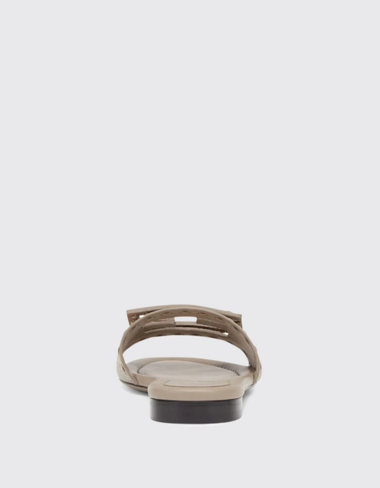 Flat Leather Sandals with Logo Detailing